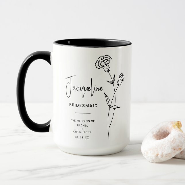 Taza Noviaria de enero | Flor de nacimiento de claveles (Con donut)