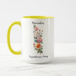 Taza Noviembre Crisantemo y peonía de las flores de nac