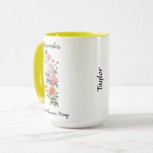 Taza Noviembre Crisantemo y peonía de las flores de nac