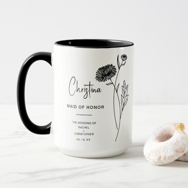 Taza Noviembre, empleada de honor | Flor de crisantemo (Con donut)