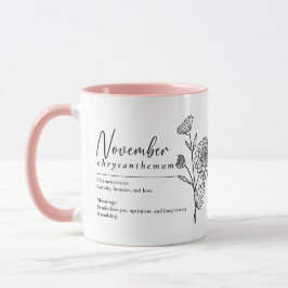 Taza Noviembre Mes de Nacimiento Flor Crisantemo Mínimo