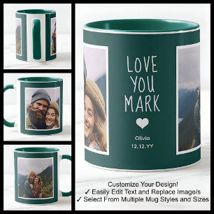 Taza Novio Amor Tuyo Fotos Modernas Verde C21 y Blanco
