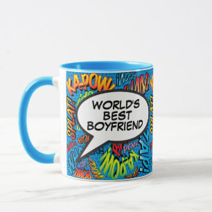 Taza Novio divertido arte pop de cómic retro moderno