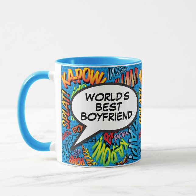 Taza Novio divertido libro de historietas retro moderno (Izquierda)