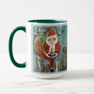 Taza Ntrina o buen Santa y Krampus Whimsical Art Mu