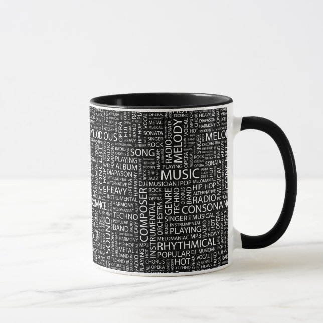 Taza Nube de la palabra del modelo de la MÚSICA (Derecha)