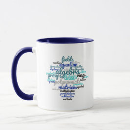 Taza Nube de palabras de álgebra colorida