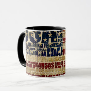 Taza Nube de palabras de la bandera de EE. UU. Arte de
