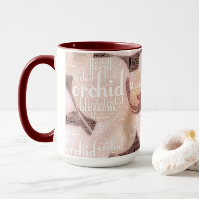 Taza Nube de palabras de la tipografía del florecimient (Con donut)
