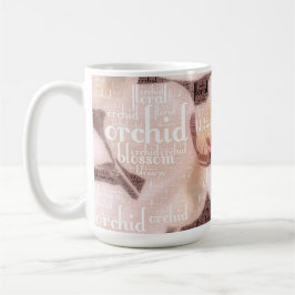Taza Nube de palabras de la tipografía del florecimient