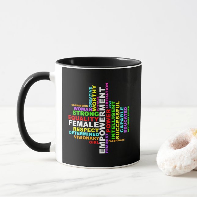Taza Nube de palabras de mujeres fuertes (Con donut)