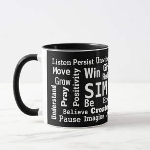 Taza Nube de palabras motivadora en negro
