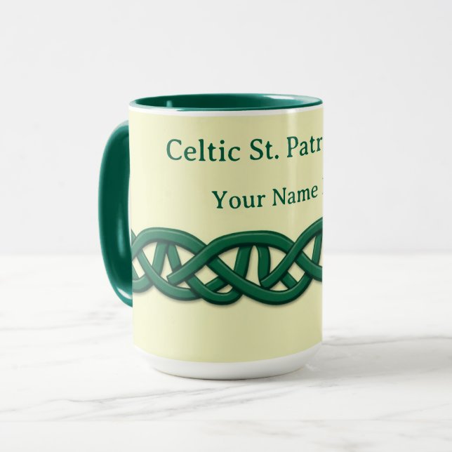 Taza Nudo celta sin fin verde oscuro sin costuras (Anverso izquierdo)