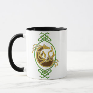 Taza Nudo de caballo celta - verde y dorado