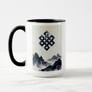 Taza Nudo sin fin budista Zen pacífico Montañas brumosa