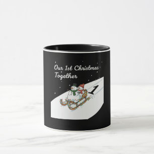 Taza Nuestra 1ª Navidad Juntos   Adorable Pareja de Muñ