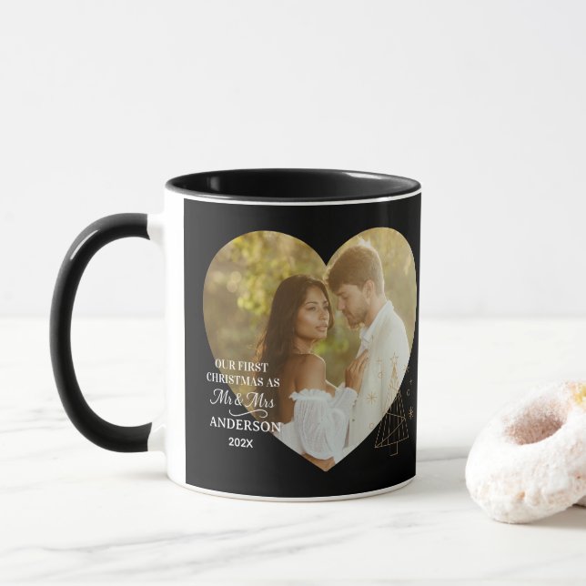 Taza Nuestra Primera Navidad Moderna como Sr. y Sra. He (Con donut)
