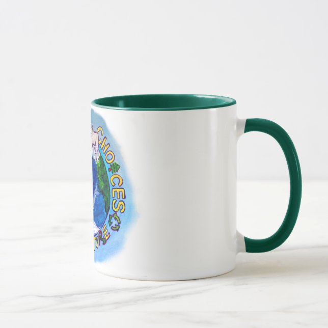 Taza "Nuestras opciones" reciclar, reutilizar, reducir  (Derecha)