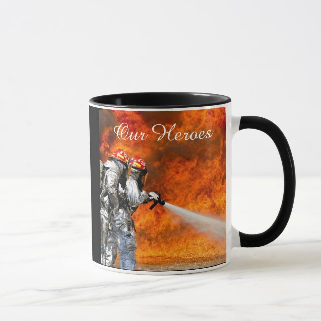 Taza "Nuestro héroe" Mug, bombero apoya el café Mug (Derecha)