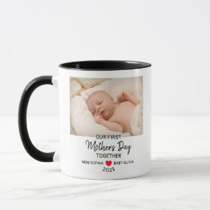 Taza Nuestro primer día de la madre con foto personaliz