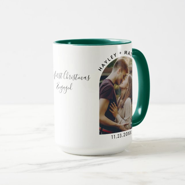 Taza Nuestro primer Personalizado de Fotos Comprometida (Anverso derecho)