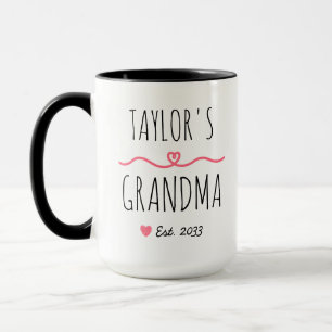 Taza Nueva abuela con nombre personalizado, título y añ