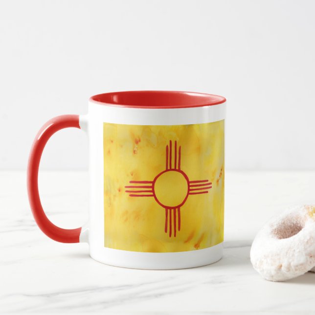 Taza Nueva acuarela de bandera de México (Con donut)