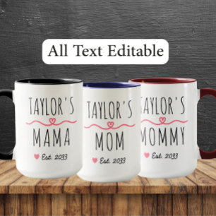 Taza Nueva Mamá con Nombre Personalizado, Título y Año