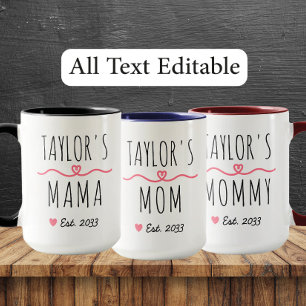Taza Nueva Mamá con Nombre Personalizado, Título y Año