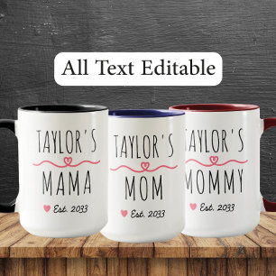 Taza Nueva Mamá con Nombre Personalizado, Título y Año