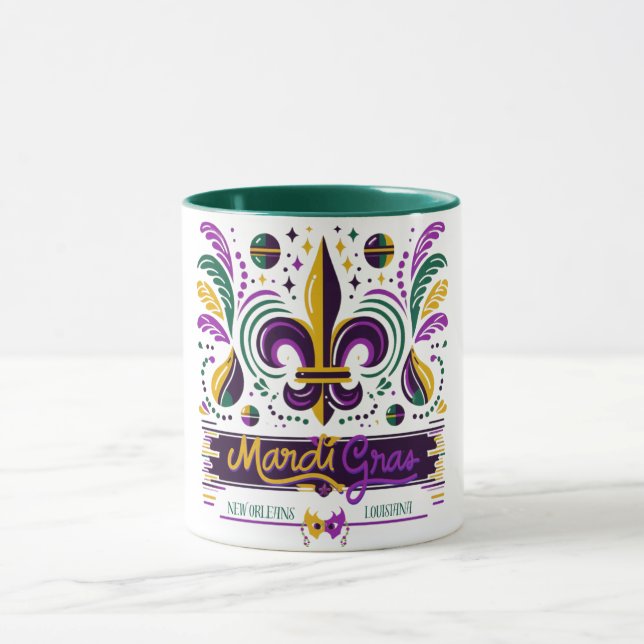Taza Nueva Orleans Mardi Gras color verde púrpura (Centro)