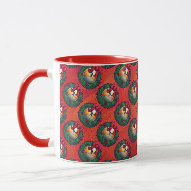 Taza Nueve bolas en Navidades Patrón de corona en rojo (Izquierda)