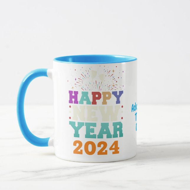Taza Nuevo año 2024 Fuego feliz Fiesta de Nochevieja (Izquierda)
