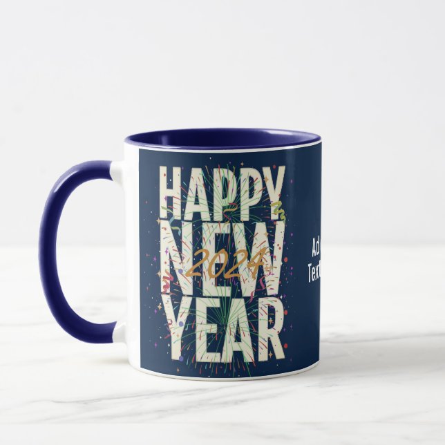 Taza Nuevo año 2024 Fuego feliz Fiesta de Nochevieja (Izquierda)
