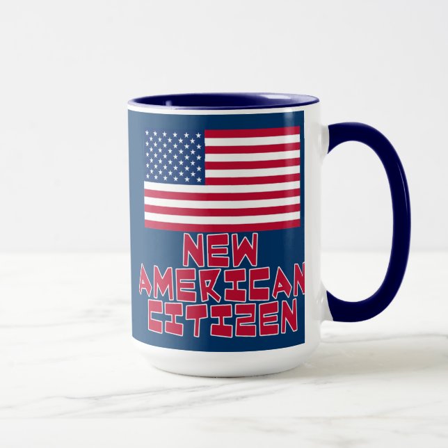 Taza Nuevo ciudadano americano con la bandera americana (Derecha)