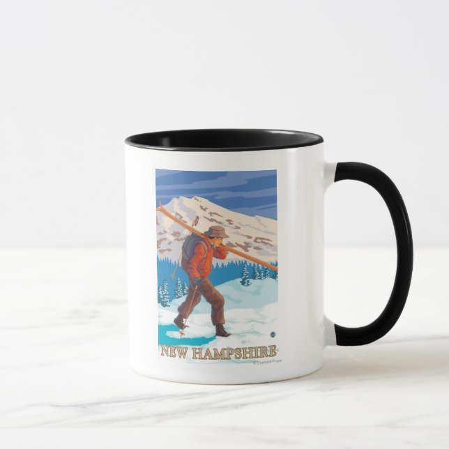 Taza Nuevo Hampshire Skier con esquís (Derecha)