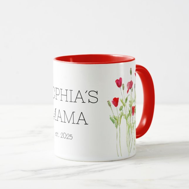 Taza Nuevo mamá mug, rojos amapolas (Anverso derecho)
