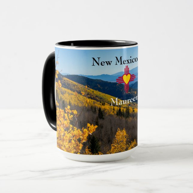 Taza Nuevo México Sky Zia Heart Personalize Nombre Rega (Anverso izquierdo)