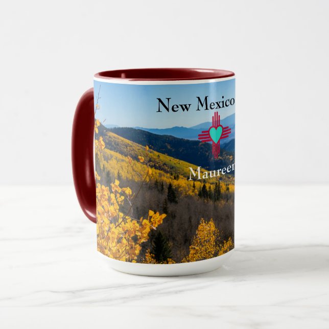 Taza Nuevo México Sky Zia Heart Personalize Nombre Rega (Anverso izquierdo)