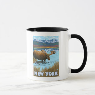 Taza Nuevo YorkMoose que bebe en el lago
