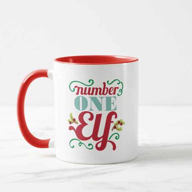 Taza Número uno Navidades elefantes palabra arte mug (Izquierda)