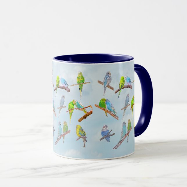 Taza Numerosos paracaídas coloridos - pájaros lindos (Anverso derecho)