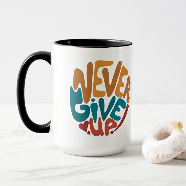 Taza Nunca darse por vencido - Mensaje Motivador Cuto (Con donut)