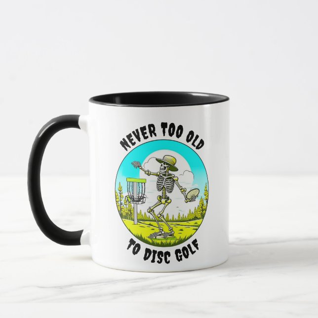 Taza Nunca demasiado viejo para el golf en disco | Arro (Izquierda)