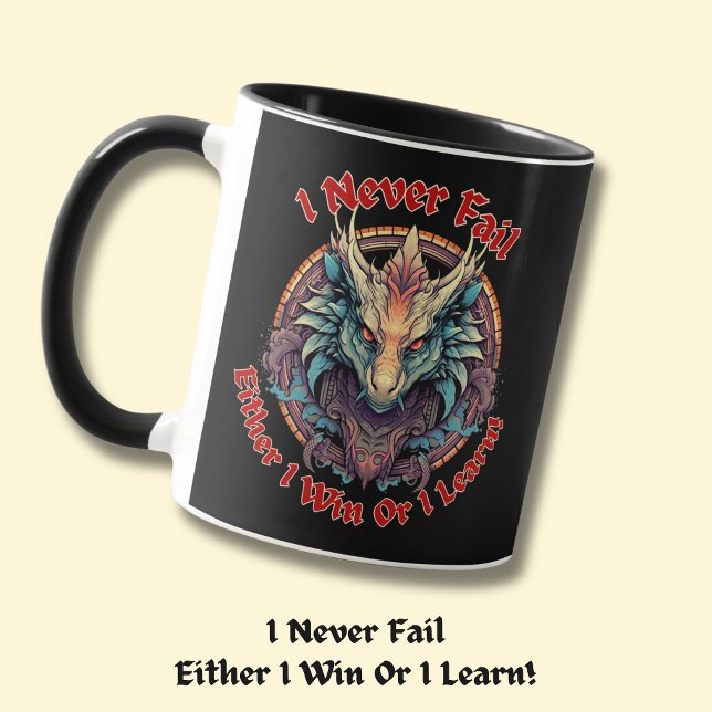 Taza ¡Nunca falla, ni gano ni aprendo! en negro (Subido por el creador)