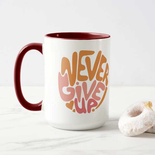 Taza Nunca rendirse - Motivación diaria rosa y Naranja (Con donut)