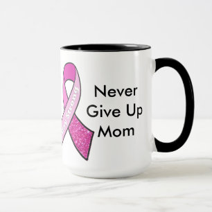 Taza "Nunca se rinda" cáncer de mama Personalizado