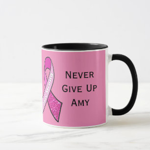 Taza "Nunca se rinda" cáncer de mama Personalizado