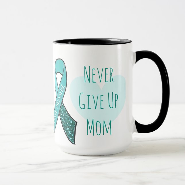 Taza Nunca se rindan, mamá, tazón de café de ovario (Derecha)