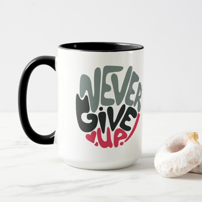 Taza Nunca se rindan - Subiendo palabras inspiradoras (Con donut)